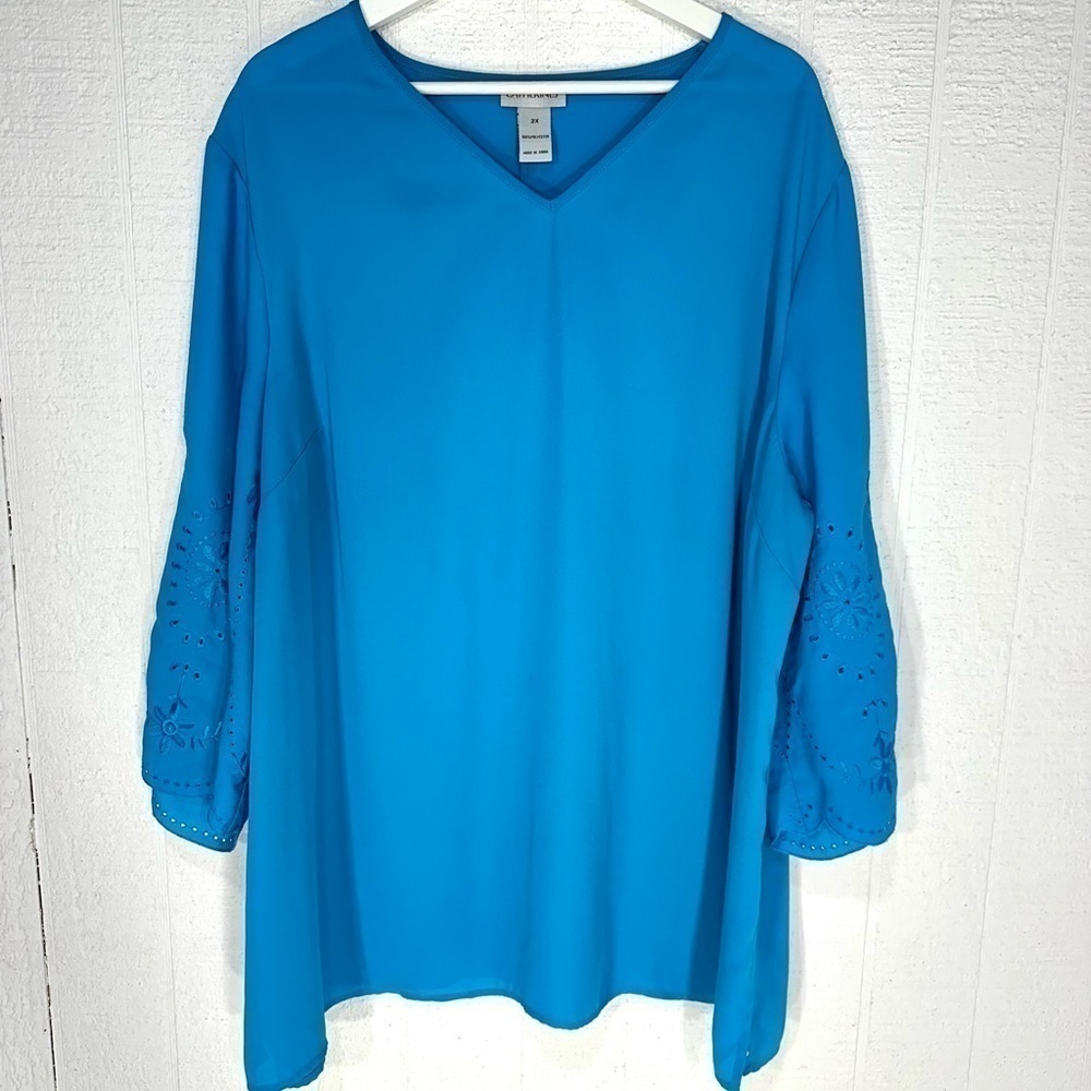 Catherines embroidered blouse blue size 2X